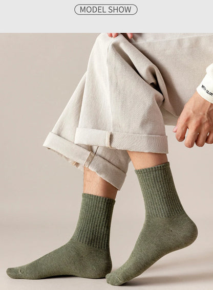 HSS 95% Combed Cotton Socks Men Business Dress Long Socks Casual Solid Color Spring Summer Black White Unisex Socks Comfortable