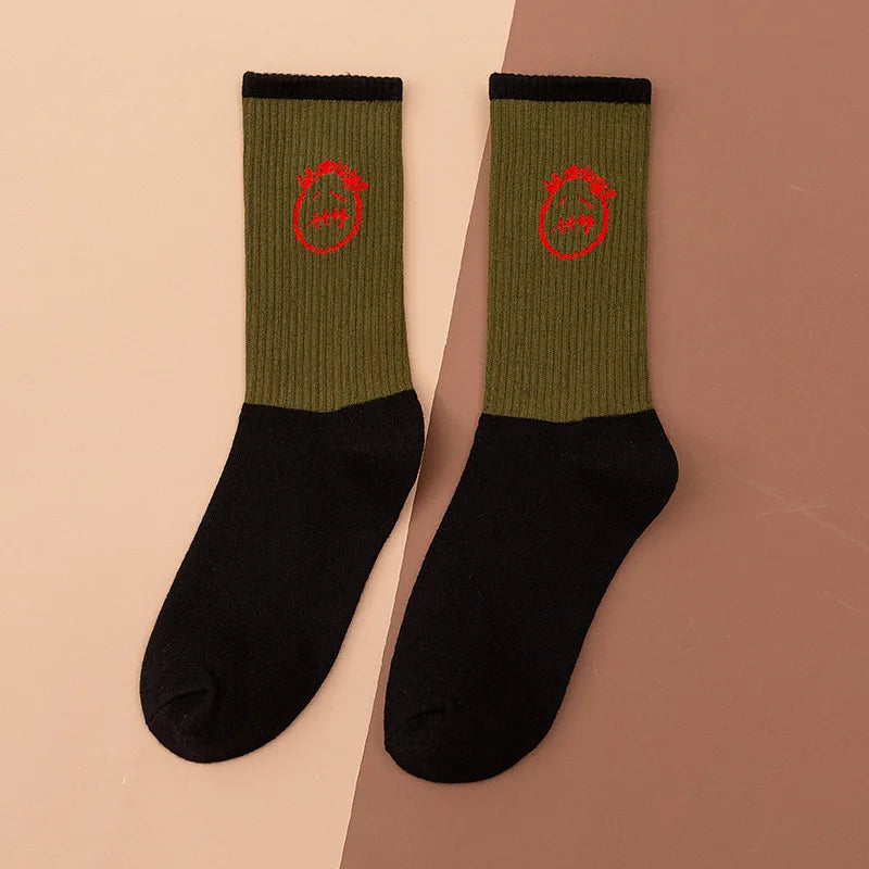 Mid Tube Cotton Socks for Sports Skateboarding with Unique Ghost Face Role-playing Design colour socks