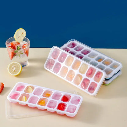 1 Pc Silicone Ice Cube Mold Easy-release Flexible Mold With Spill-resistant Removable Reusable Lidstackable Ice Tray With Cover