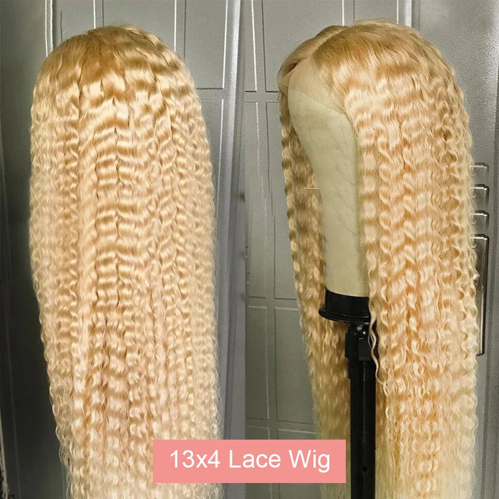 613 Curly Honey Blonde Lace Front Human Hair Wigs Loose Deep Wave 13x6 13×4 HD Water Wave Color Transparent Lace Frontal Wigs