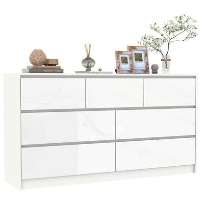 7 Drawer Dresser for Bedroom, 55'' Modern Chest of Drawers for Closet, Wide Drawer Organizer Cabinet for Living Room White/Black
