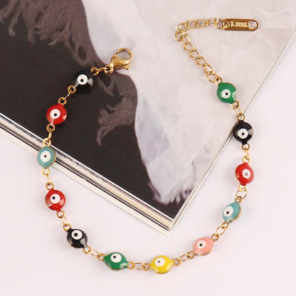 316L Stainless Steel Enamel Turkish Evil Eye Bracelets For Women Colorful Evil Eye Charm Bracelets Female Jewelry Gift