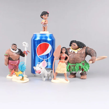 6/10Pcs Set Disney Movie Moana Figure Dolls Set Demigod Maui Moana Waialiki Heihei Action Figure Model Kids birthday Gift
