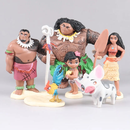 6/10Pcs Set Disney Movie Moana Figure Dolls Set Demigod Maui Moana Waialiki Heihei Action Figure Model Kids birthday Gift