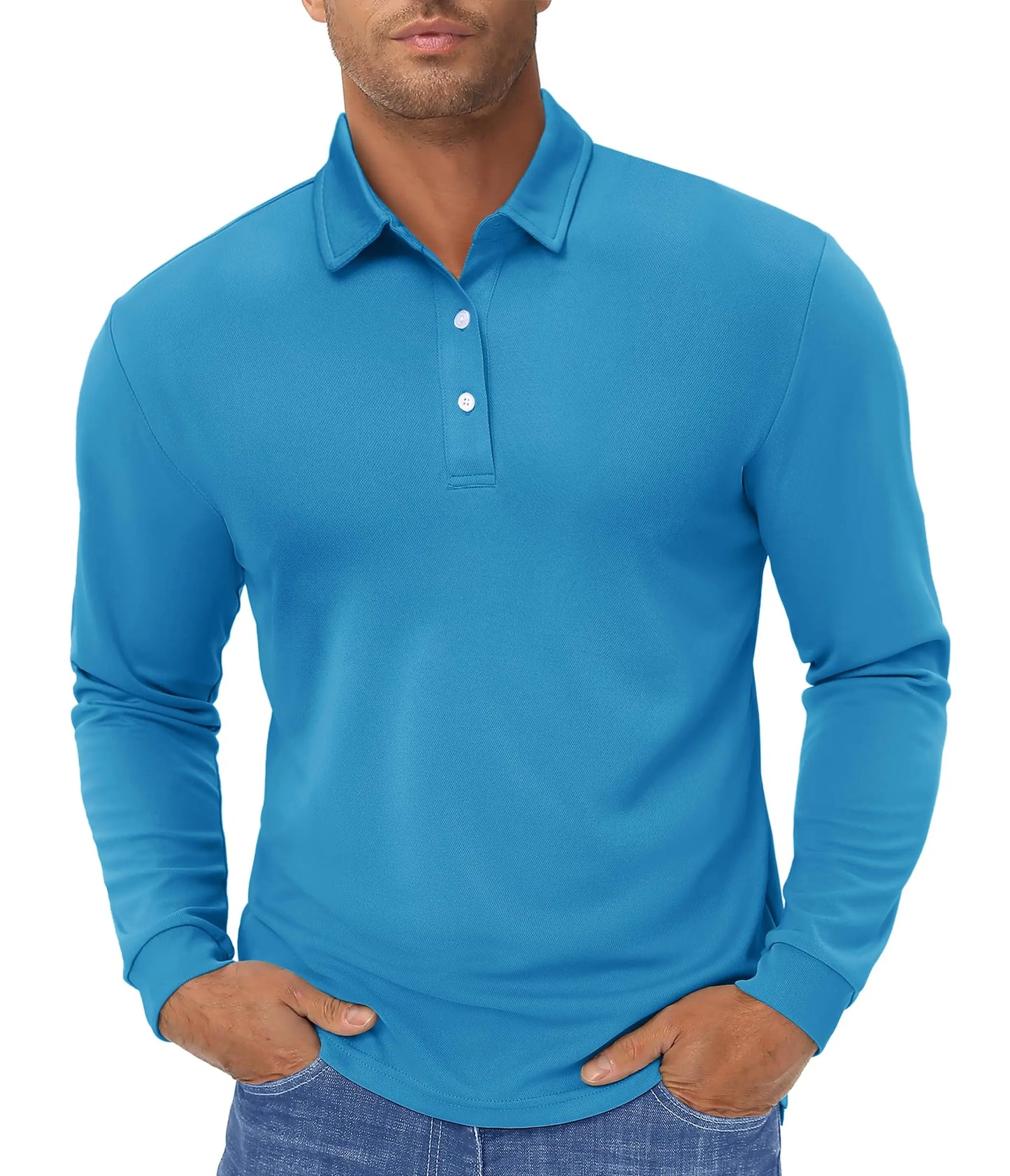 TACVASEN Long Sleeve Polos Quick Dry T-shirts Mens Breathable Sports Tees Casual Golf Polo Shirts Work T-shirt Pullover Tops Man