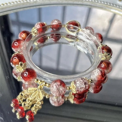 Niche Design Star Chain Tassel Bracelet for Women Fantasy Blue Crystal Beads Elastic Rope Bracelet Best Friend Jewelry Gifts