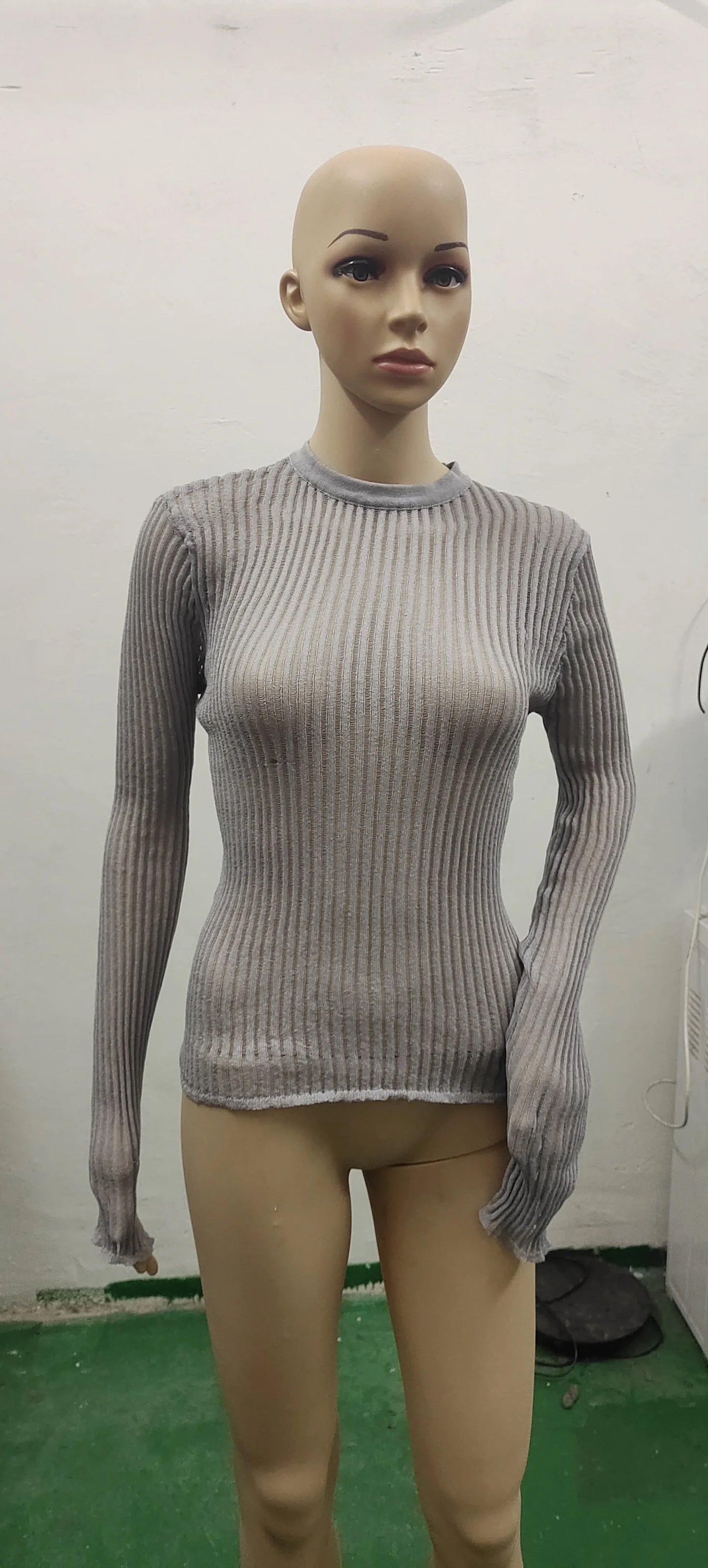 2024 Fashionable And Elegant Striped See-through Pullover Women's Tops Long Sleeve Versatile T-Shirt Skinny Club Party Outfit