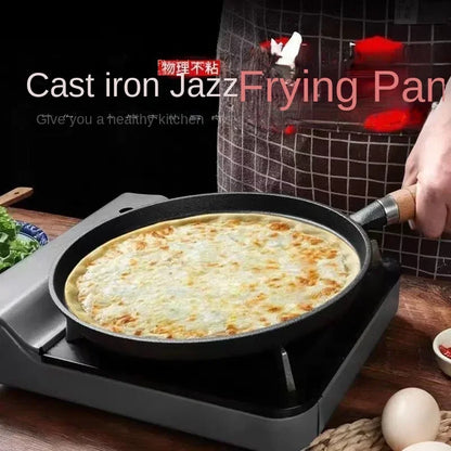26cm Cast Iron Frying Pan Uncoated Non-stick Egg Pancake Pan Crepe Maker Steak Frying Pot Gas Induction Cooker Kitchen Cookware