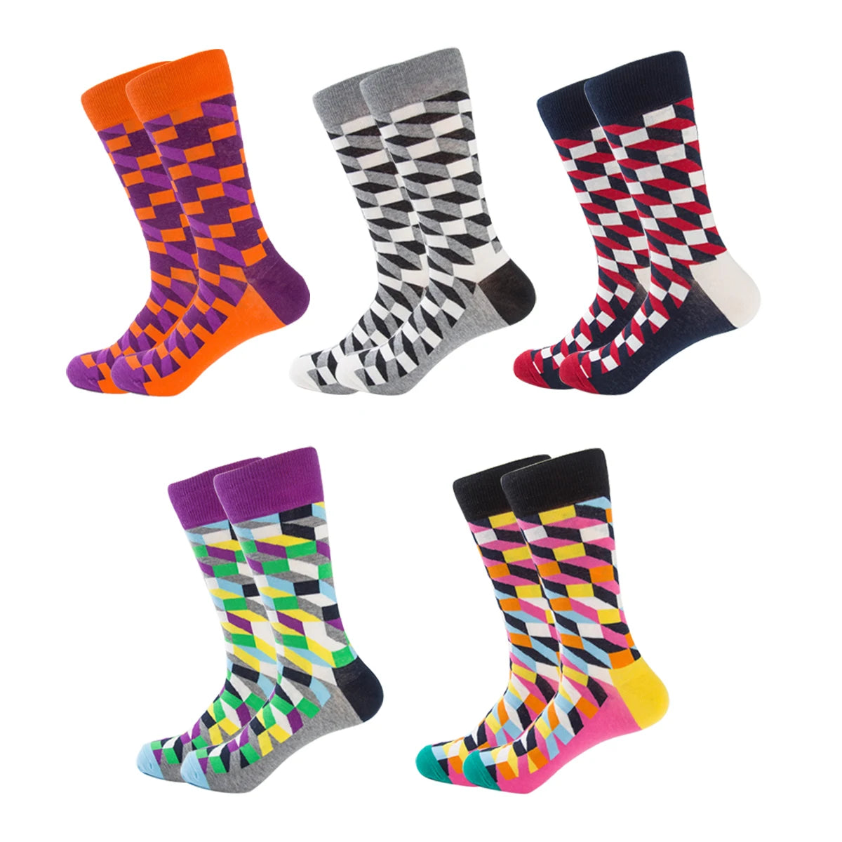 5-6 Pairs New High Quality Combed Cotton Men Socks Women Happy Fashion Novelty Skateboard Crew Casual Funny Socks for Men
