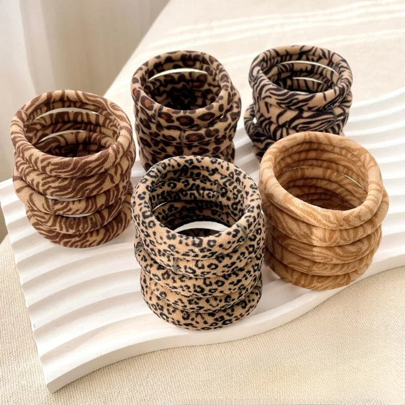 5-100Pcs High Elastic Leopard Print Hair Rope Women Fashion Pony Tails Holders Girls Towel Hair Ties Hairs Accessories Headwear