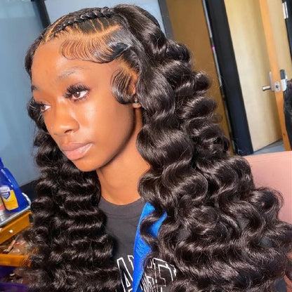 HD 13x6 Loose Nature Wave Lace Front Human Hair Wigs 250% Transparent 30 40 Inch 13x4 360 Full Deep Water Wave Lace Frontal Wig