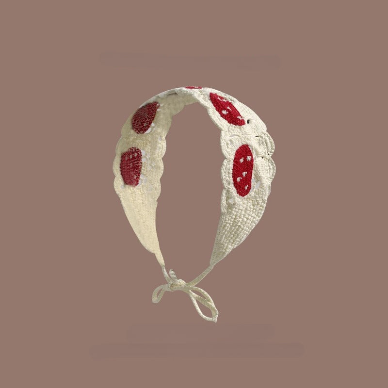 Cartoon Crochet Mushroom Hair Bands Vintage Fashion Hair Scarf For Women Flower Knit Holiday Headband Headwrap Hair Accessories