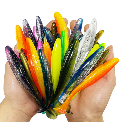 1-100pcs T Tail 70mm 90mm 120mm Shad Worm Soft Bait Artificial Bait Swimbait  Bait Wobbler Soft Baits Silicone Fishing Sports