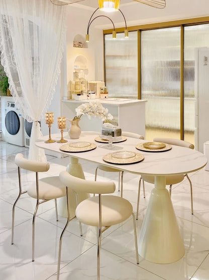 Cream Style Light Luxury Dining Chair Ins Medieval Home Modern Cafe Chair Vintage Nordic Backrest Chair Bedroom Makeup Chair