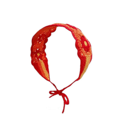 Cartoon Crochet Mushroom Hair Bands Vintage Fashion Hair Scarf For Women Flower Knit Holiday Headband Headwrap Hair Accessories