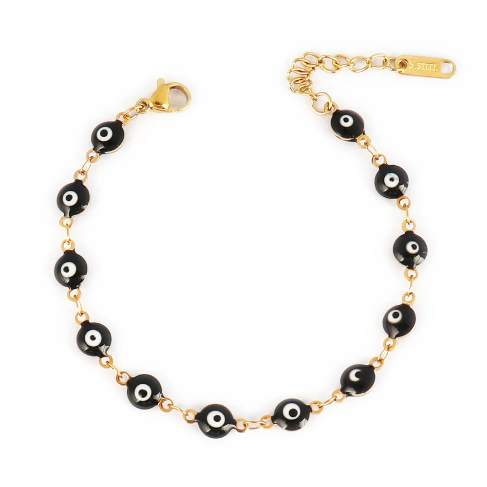 316L Stainless Steel Enamel Turkish Evil Eye Bracelets For Women Colorful Evil Eye Charm Bracelets Female Jewelry Gift