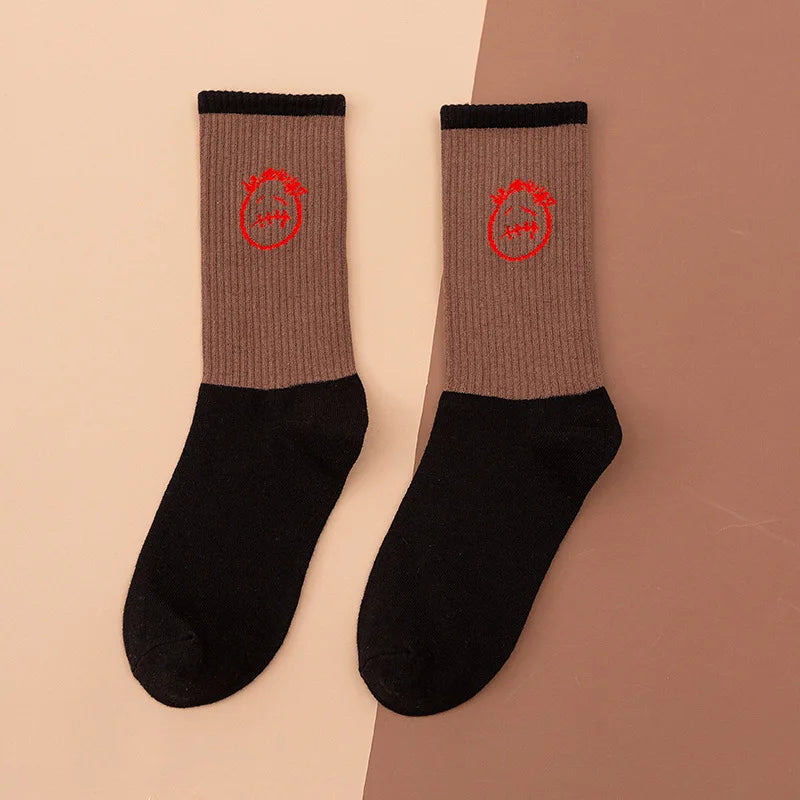 Mid Tube Cotton Socks for Sports Skateboarding with Unique Ghost Face Role-playing Design colour socks