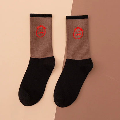 Mid Tube Cotton Socks for Sports Skateboarding with Unique Ghost Face Role-playing Design colour socks