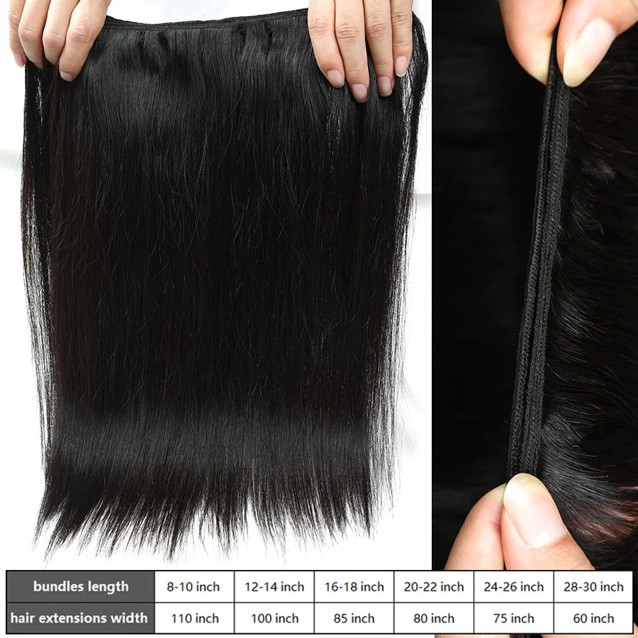ALIANNA 26Inch Human Hair Bundles 10A Brazilian Raw Hair Weave Bundles 30 38 40 Inch Straight Human Hair Bundles Hair Extensions