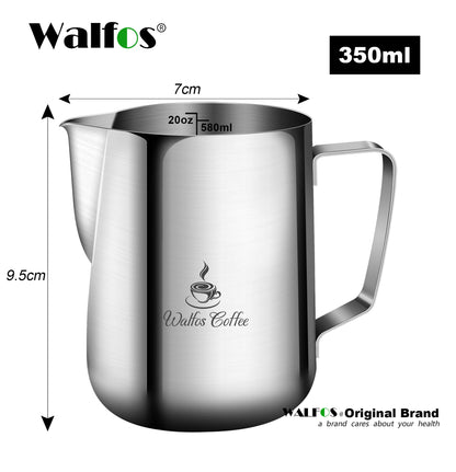 WALFOS Style Espresso Coffee Milk Mugs Cup Pots Jug Handle Craft Coffee Garland Cup Latte Jug Thickened Stainless Steel