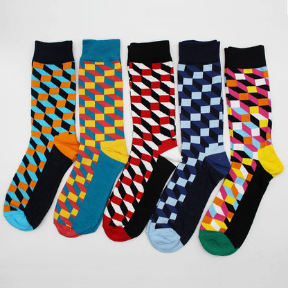5-6 Pairs New High Quality Combed Cotton Men Socks Women Happy Fashion Novelty Skateboard Crew Casual Funny Socks for Men