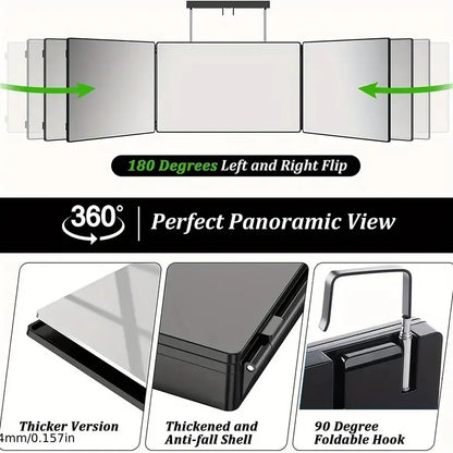 Tri-fold Wall Mounted Makeup Mirror,Portable Styling Mirror for Travel,Bedroom,Bathroom,Diy Haircut Tool Accessories
