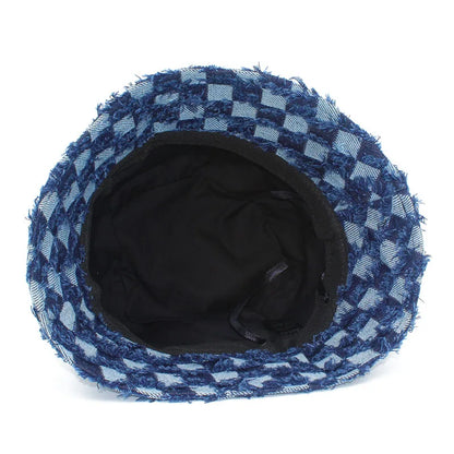Spring Summer Strawberry Embroidery Denim Jeans Bucket Hat Legent Fisherman Hats for Women Foldable Sport Sun Beach Panama Caps