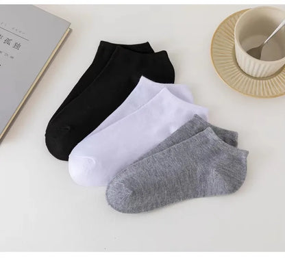 10 Pairs Women/Men Boat Socks Invisible Low Cut Silicone Non-slip Summer No-show Ankle Socks Solid Color Casual Breathable