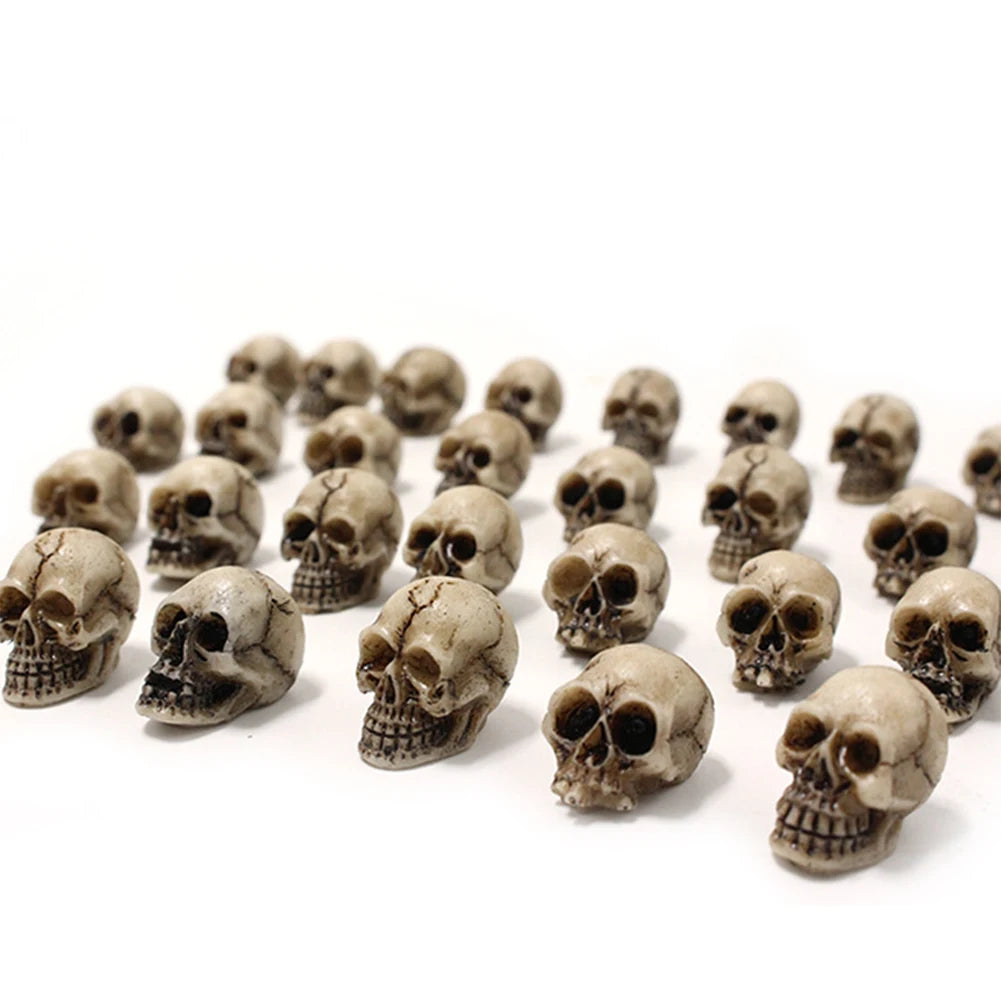 20Pcs Gothic Skull Sculptures Collectable Halloween Decoration Skeleton Statues Ornament Landscape Garden Potted Plant Decor