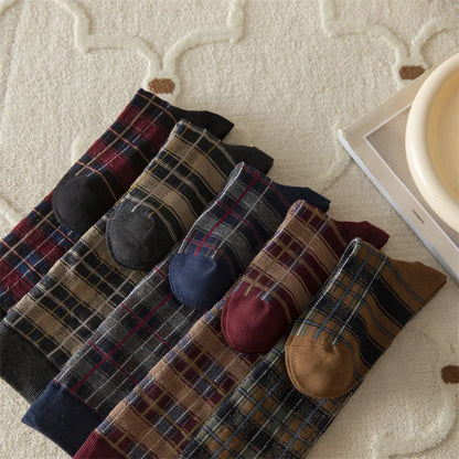 Stockings Women Harajuku Retro Vintage Plaid Long Socks Stocking JK College Style School Girls Cotton Knee Socks Women Stockings