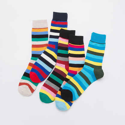5-6 Pairs New High Quality Combed Cotton Men Socks Women Happy Fashion Novelty Skateboard Crew Casual Funny Socks for Men