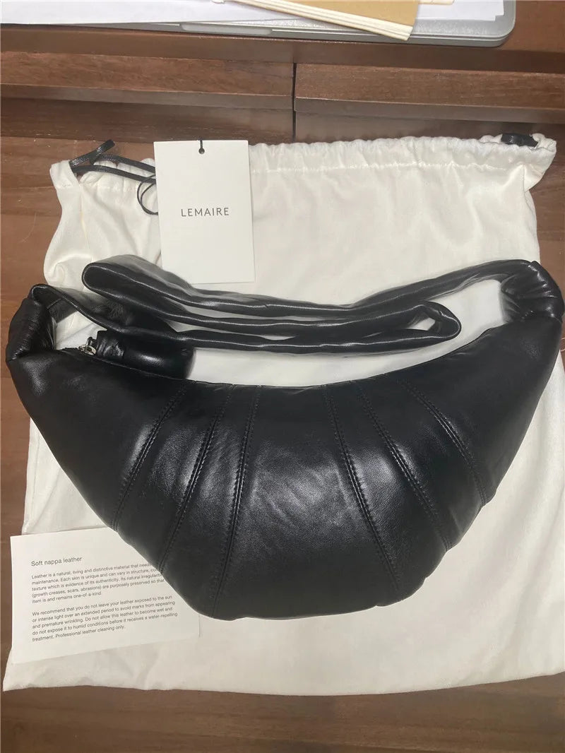Luxury Brand Lambskin Croissant Bag Genuine Leather Croissant Bag Trendy Must-have Shoulder Crossbody Bag Couple Style