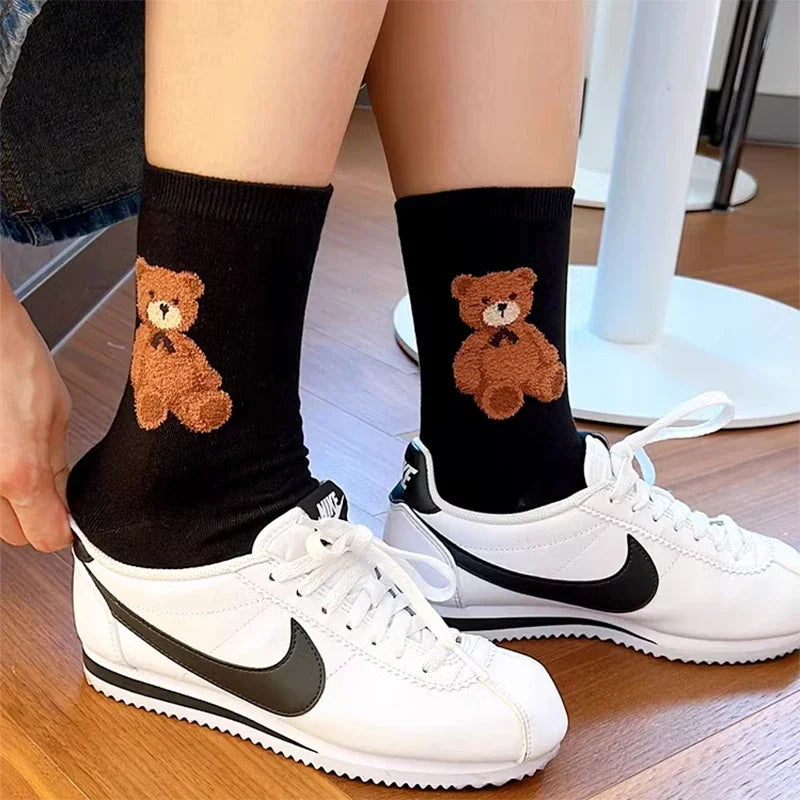 Good Quality Cartoon Elegant Lady Bear Women's  Cute Socks Cotton Harajuku Style Woman Novelty Breathable Sox Christmas Gifts