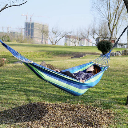 NewOutdoor Indoor Canvas Single Hammock Outdoor Camping Indoor Childrens Swing Thickened Striped HammockMulti Functional Hammock