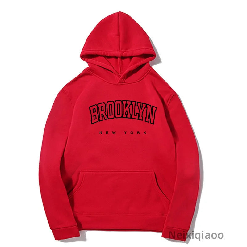 Women Brooklyn Letter USA Funny Black Hoodie Girl Autumn Winter Fleece Sweatshirts Female Harajuku Y2k Clothes