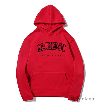 Women Brooklyn Letter USA Funny Black Hoodie Girl Autumn Winter Fleece Sweatshirts Female Harajuku Y2k Clothes
