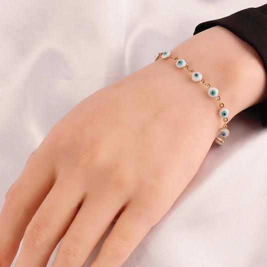316L Stainless Steel Enamel Turkish Evil Eye Bracelets For Women Colorful Evil Eye Charm Bracelets Female Jewelry Gift
