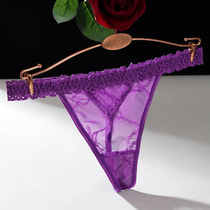 Sexy G String Underwear Women Perspective Panties Low Waist Briefs Female Hollow Out Lingerie Solid Color Thongs
