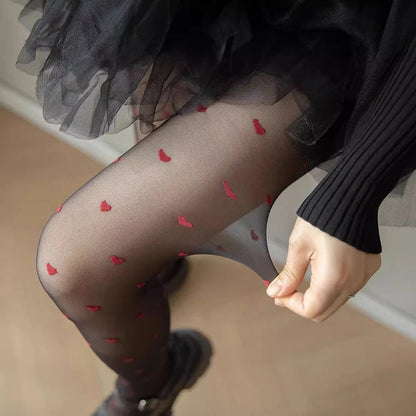 1 Pair Sexy Women Pantyhose Tights Seamless Sexy Lace Mesh Fishnet Pantyhose Summer Nylon Heart Tight Stocking Female Hosiery