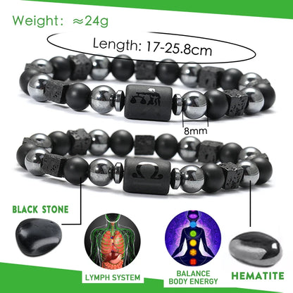 12 Zodiac Bracelets Natural Stone Cancer Virgo Leo Libra Bracelet Couples Friendship Gifts Bracelets Jewelry pulsera hombre