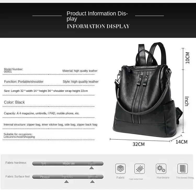 1/3Pcs Genuine Leather Backpack Women's Travel Bag Fashion Women's Fashion Bag Tide Casual Fashion Soft Leather Shoulder Bag