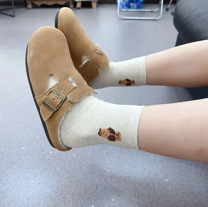 Good Quality Cartoon Elegant Lady Bear Women's  Cute Socks Cotton Harajuku Style Woman Novelty Breathable Sox Christmas Gifts