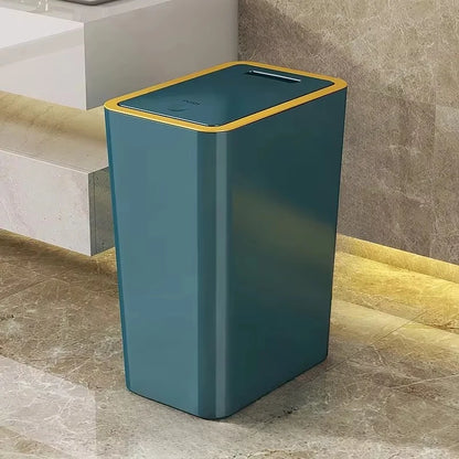 10L/12L Nordic Trash Can with One-Touch Lid Bin Deodorant Waterproof Dustbin Large Capacity Slim Toilet Gold Garbage Can