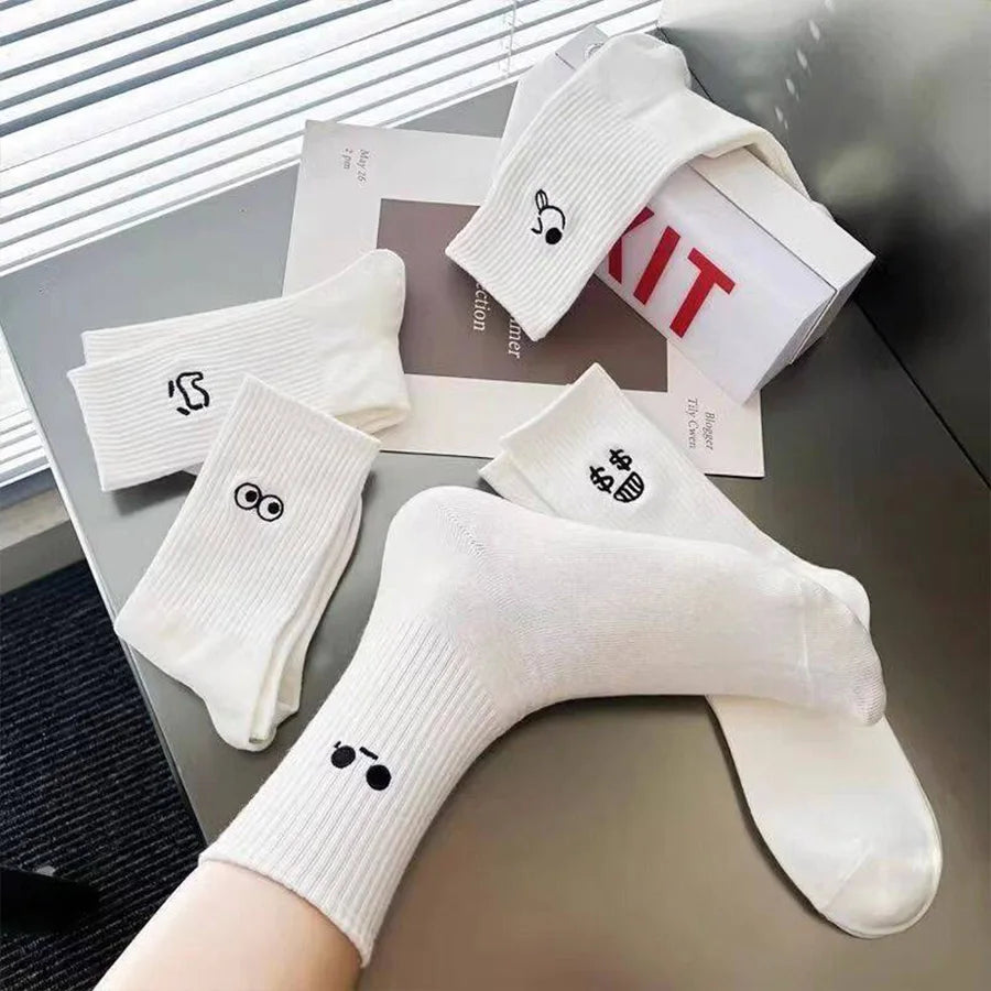 5Pcs/10Pc/20Pcs Casual Men's Spring And Summer Deodorant Absorbent Mid-tube Socks Breathable Casual White Durable Socks