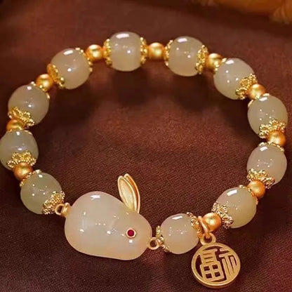 1pc Huan Beauty Jade Rabbit Bracelet Girl Rich Rabbit Small Rabbit Niche Design High Appearance Level Bracelet Gift-S070