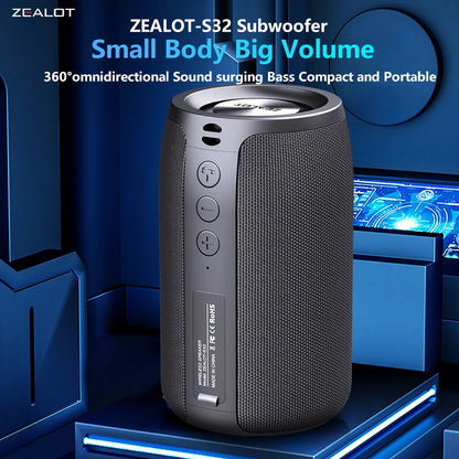 ZEALOT S32 5W Wireless Speakers, Portable Subwoofer Speaker, 1800mAh Battery, 10 Hours Playtime Loud Stereo, Booming Bass.