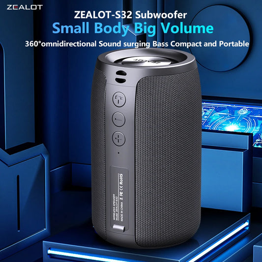 ZEALOT S32 5W Wireless Speakers, Portable Subwoofer Speaker, 1800mAh Battery, 10 Hours Playtime Loud Stereo, Booming Bass.