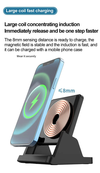 30W Wireless Charger Pad Stand Desktop Ultra-thin Mobile Phone Fast Charging Dock Station For iPhone 15 14 13 12 Samsung Xiaomi
