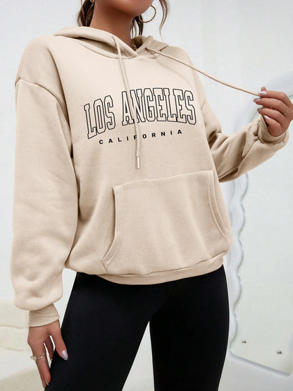 Women's Hoodies Los Angeles California Letter Printing Pocket Hoodie Casual Oversize Long Sleeve Clothes New In sweatshirts