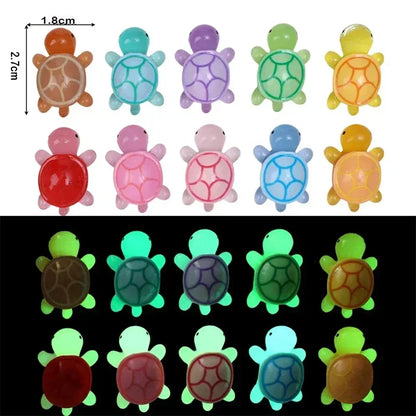 50 Pcs Cute Mini Luminous Turtle Ornaments Glowing in The Dark Miniatures Turtle Micro Landscape Kids Toys Home Decor Gift